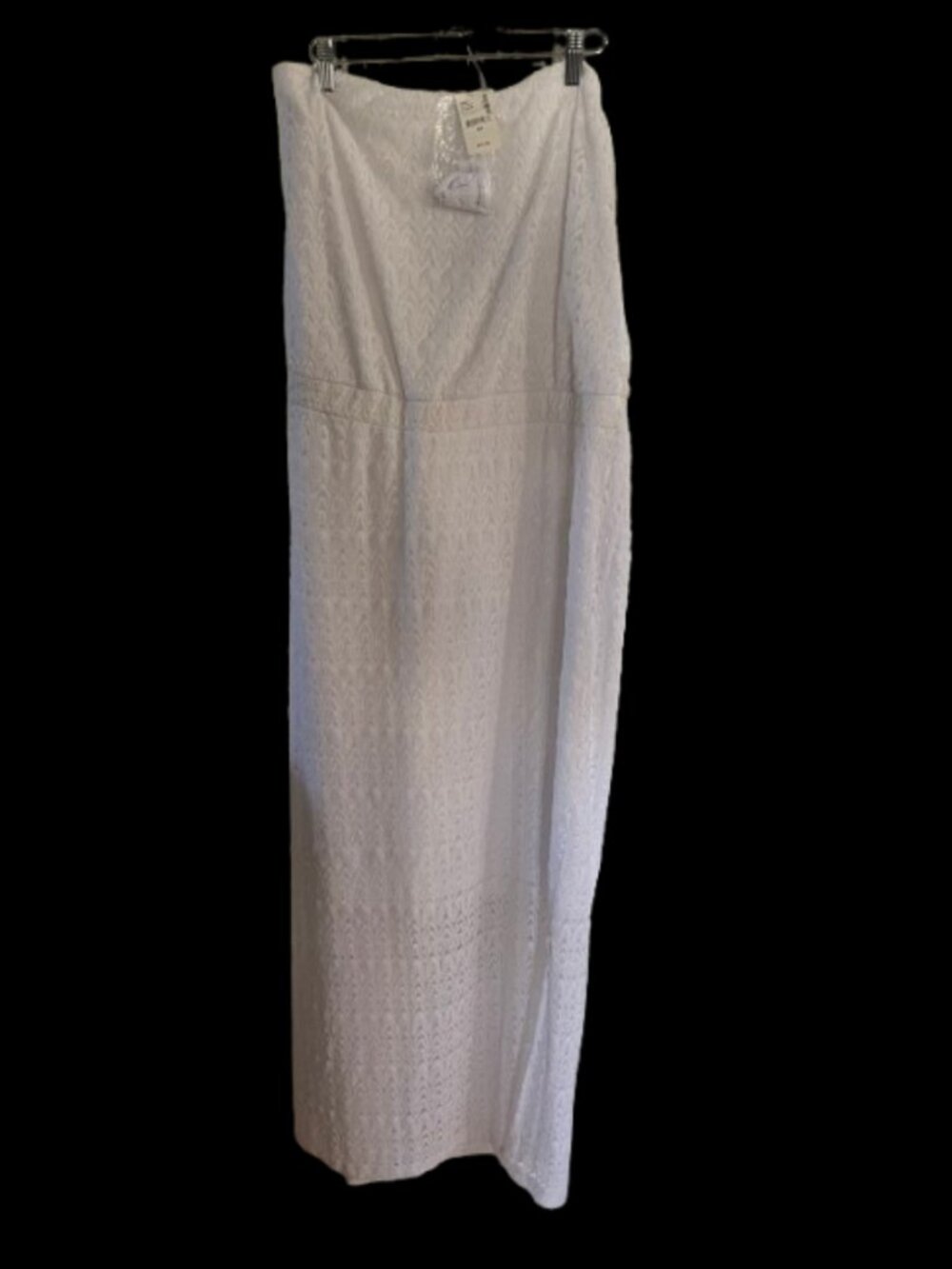 NWT Penningtons Plus Size 3X White Chevron Lace Convertible Maxi Dress